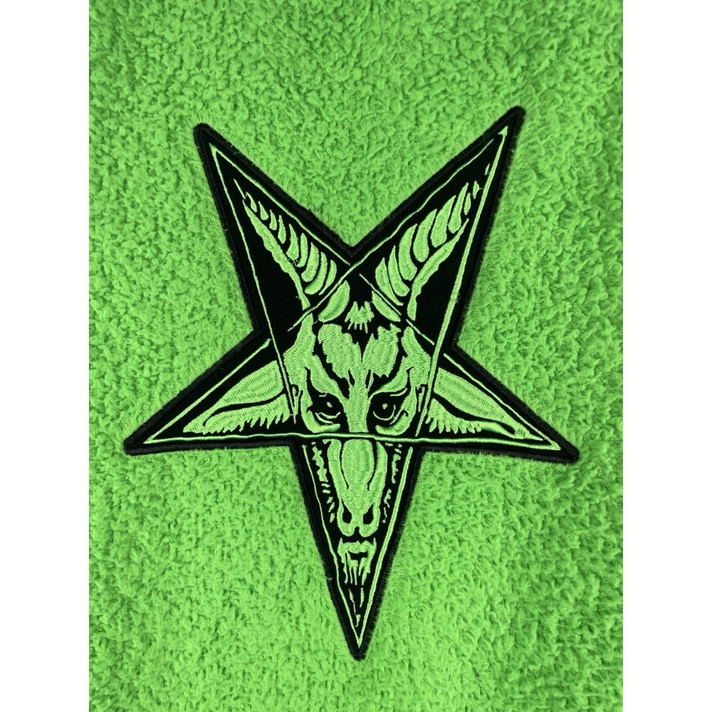 Black Craft Cult Green Sherpa Fleece Full Zip Hoodie Witch‎ Pentagram Size XS - Picture 7 of 9